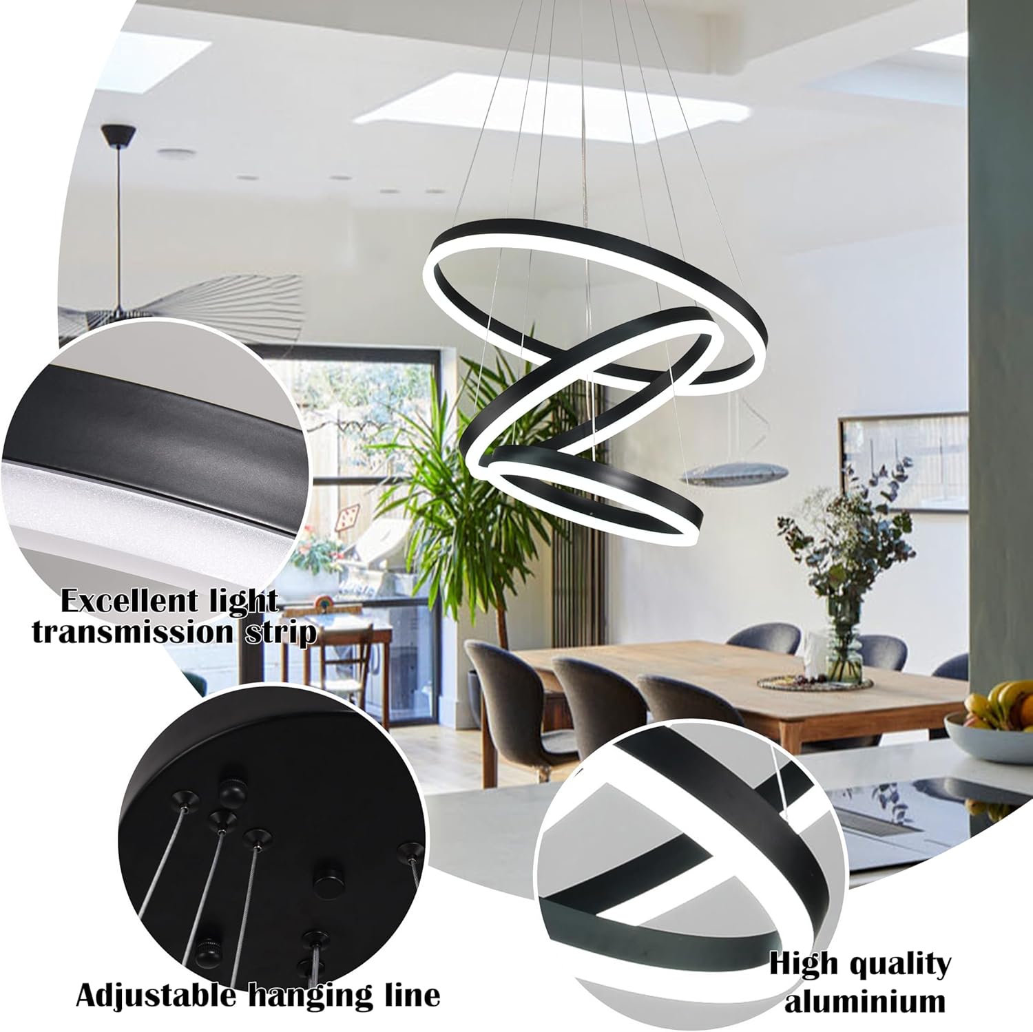 Осветително тяло LED WONDERLAND Black 3 сегмента еквивалент 600W