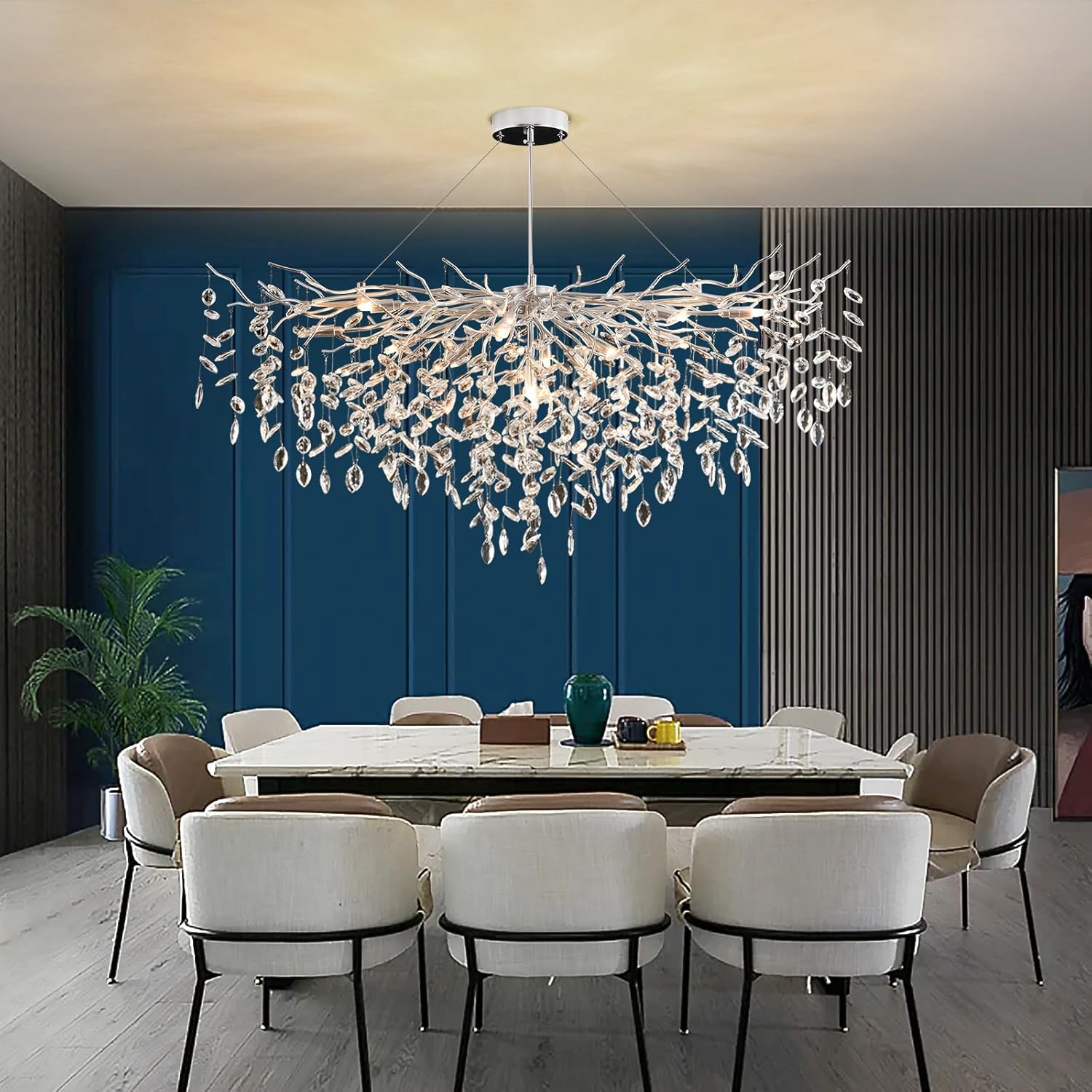 Кристален полилей LUXURY 120x45cm Silver Klara