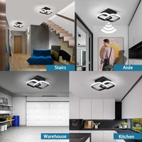 LED осветително тяло Double Square Black със сензор за движение, еквивалент 150W