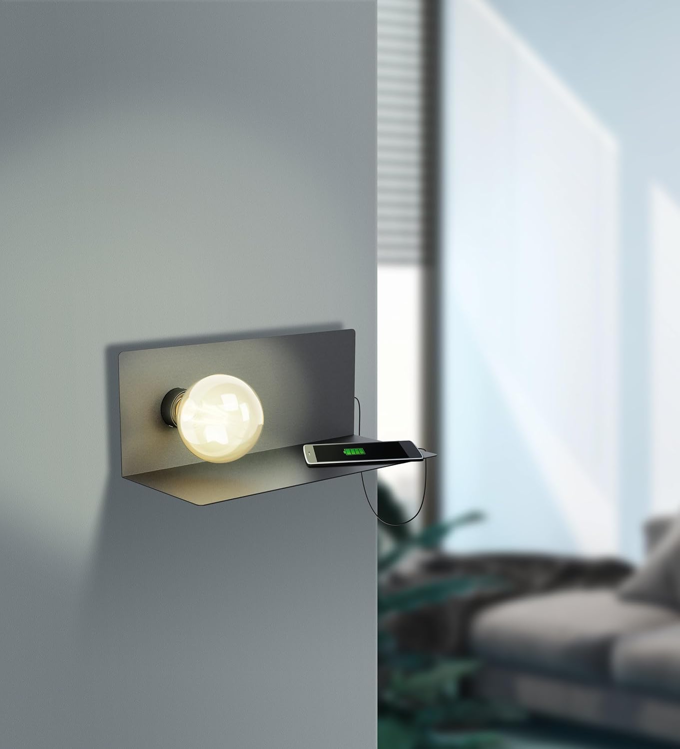 Аплик за стена CIGLIE EGLO 1xE27 с USB зареждане