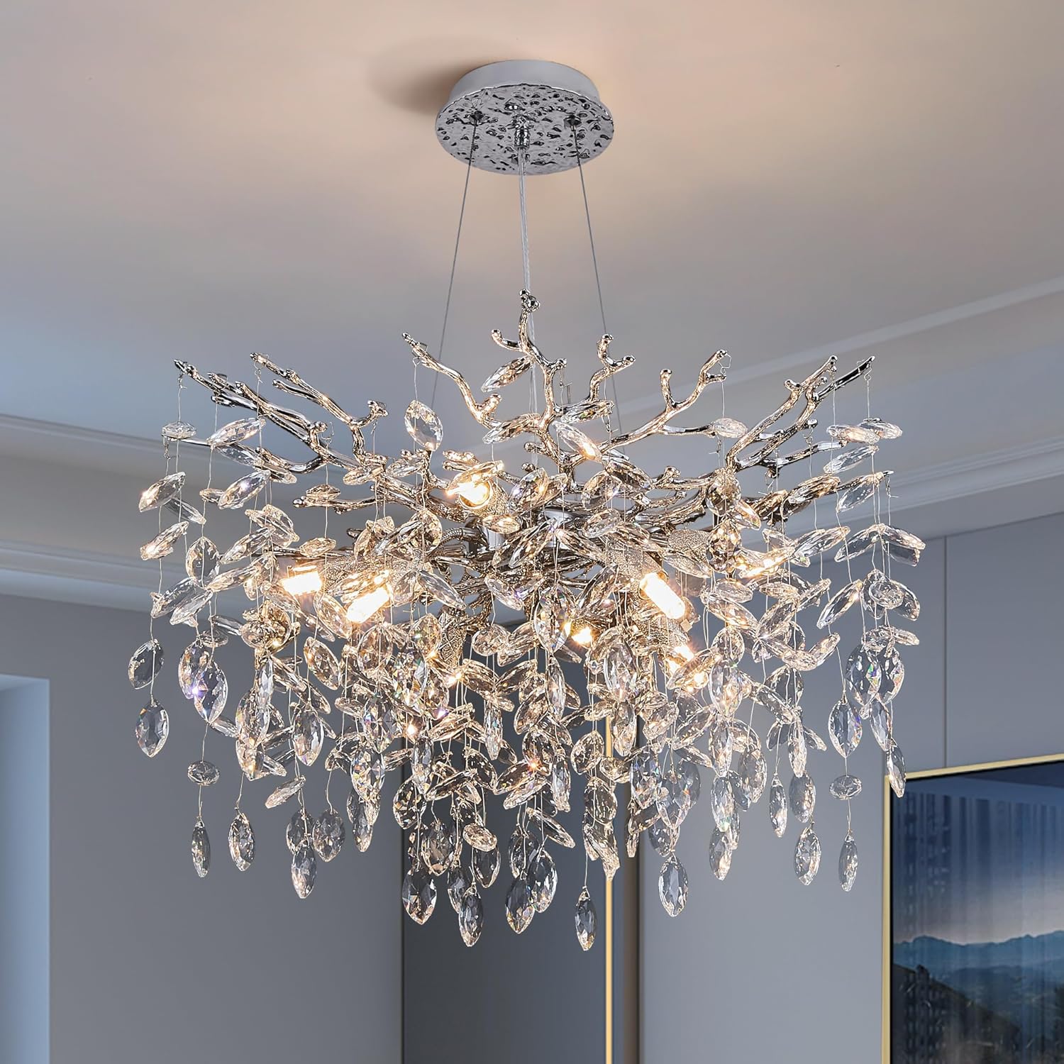 Кристален полилей Silver Crystal Harmony 46 cm