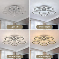 LED осветително тяло 5 CIRCLE кристал с дистанционно, еквивалент 400W