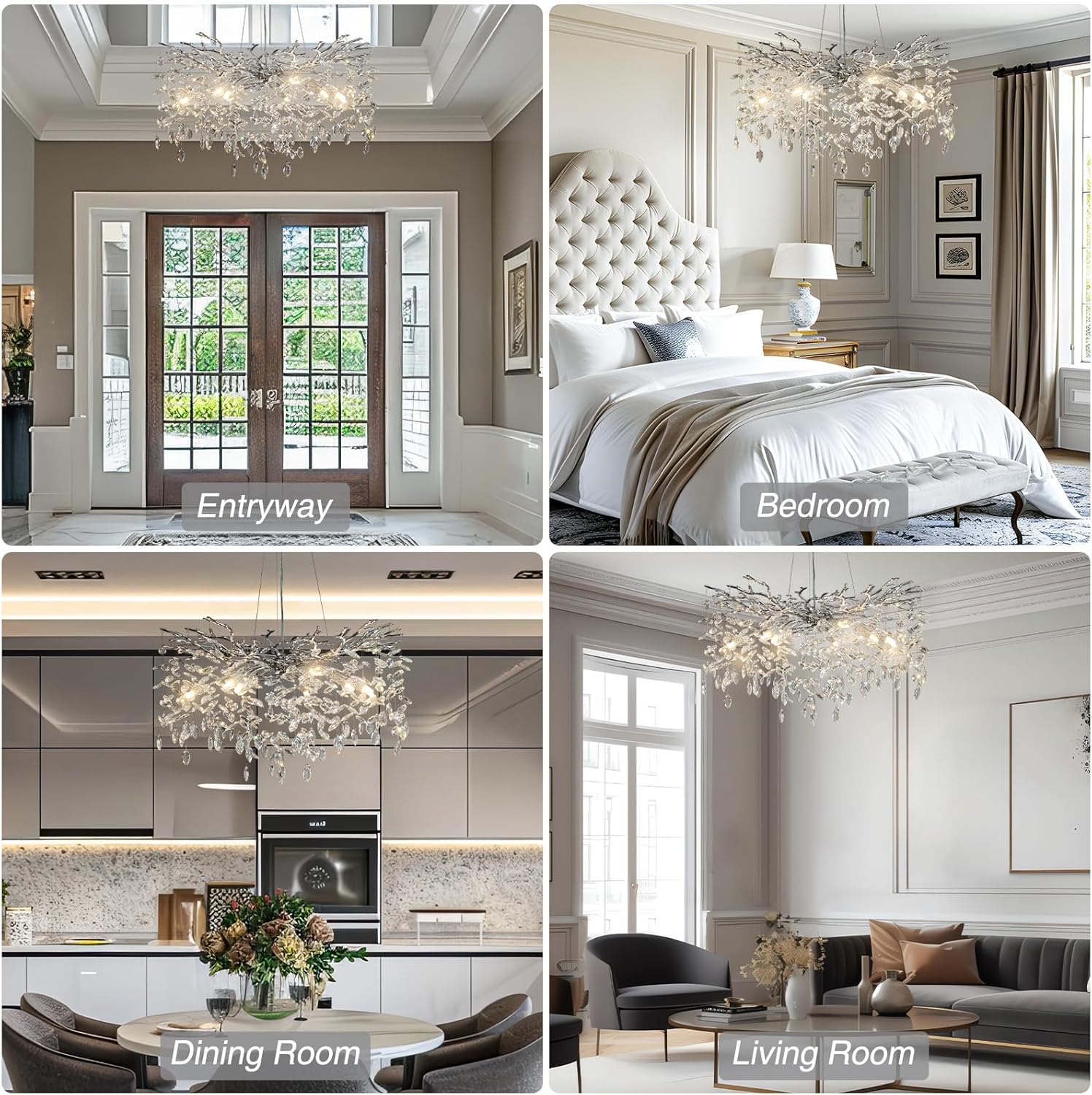 Полилей кристал LUXURY Silver CINDY 80cm