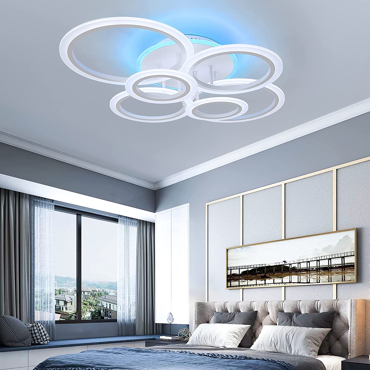 LED осветително тяло 4+2 CIRCLE RGB Бяло Еквивалент 600W Дистанционно