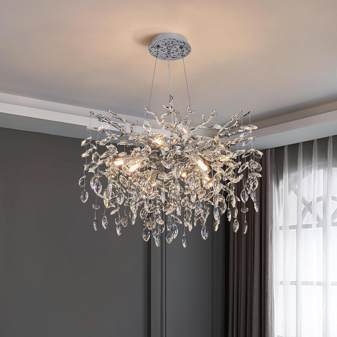 Кристален полилей Silver Crystal Harmony 46 cm