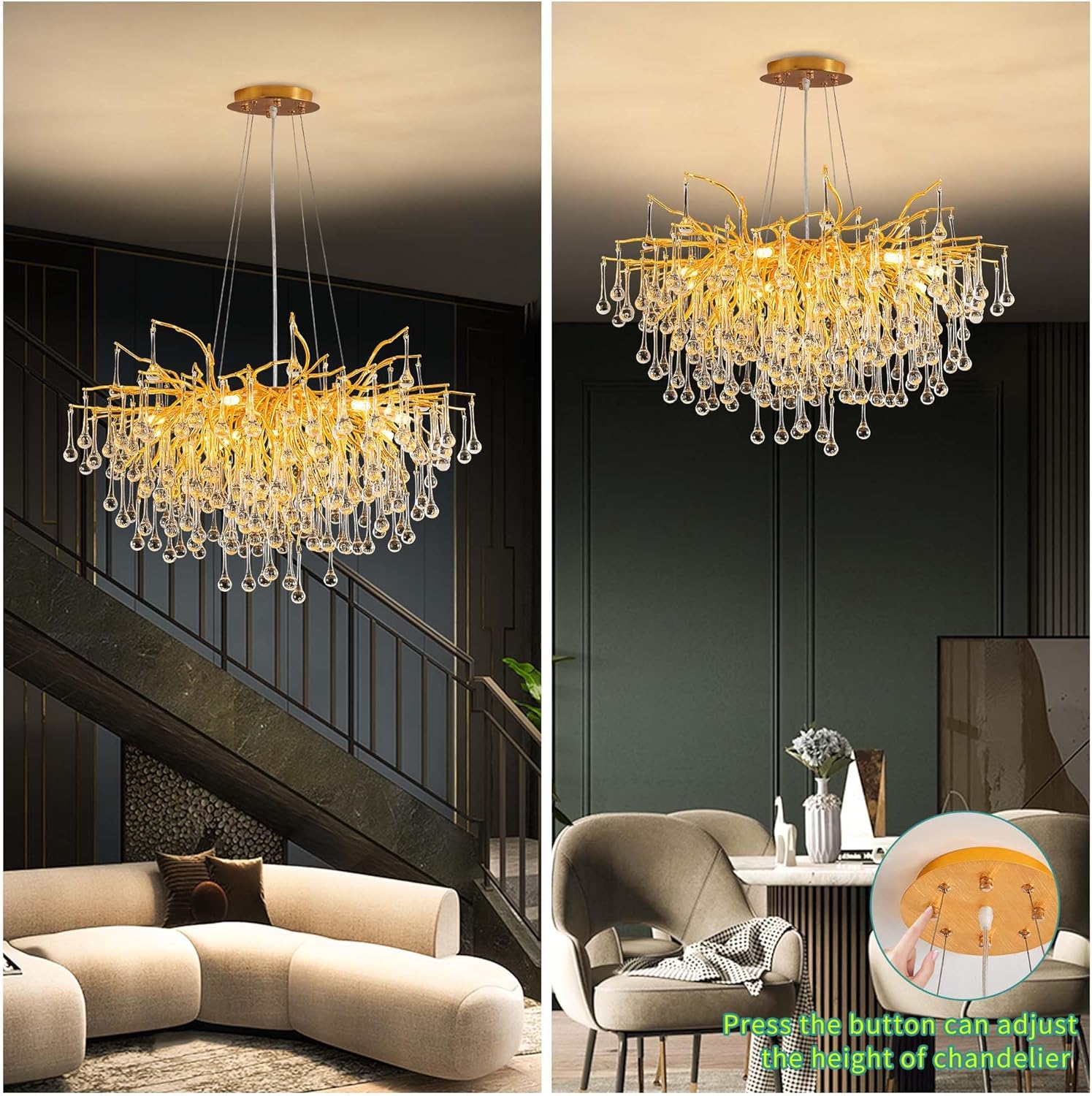 Полилей кристал LUXURY Golden Tears 80CM
