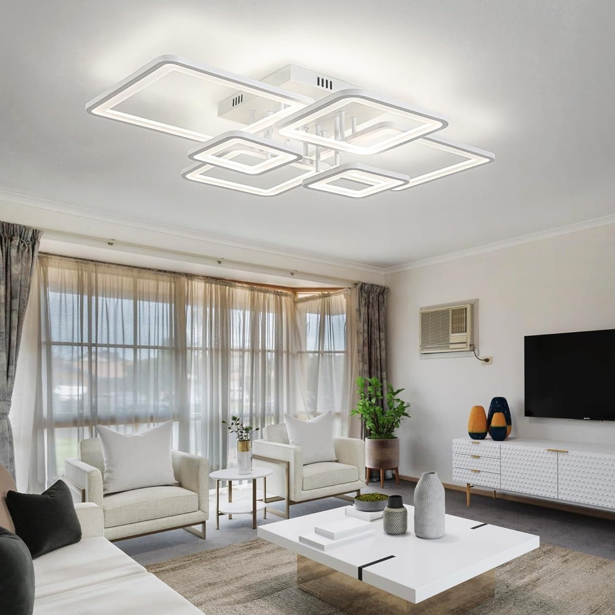 LED осветително тяло 4+2 SQUARE бяло с дистанционно, еквивалент 800W