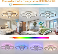 LED осветително тяло 4 CIRCLE кристал Chrome RGB еквивалент 500W с дистанционно