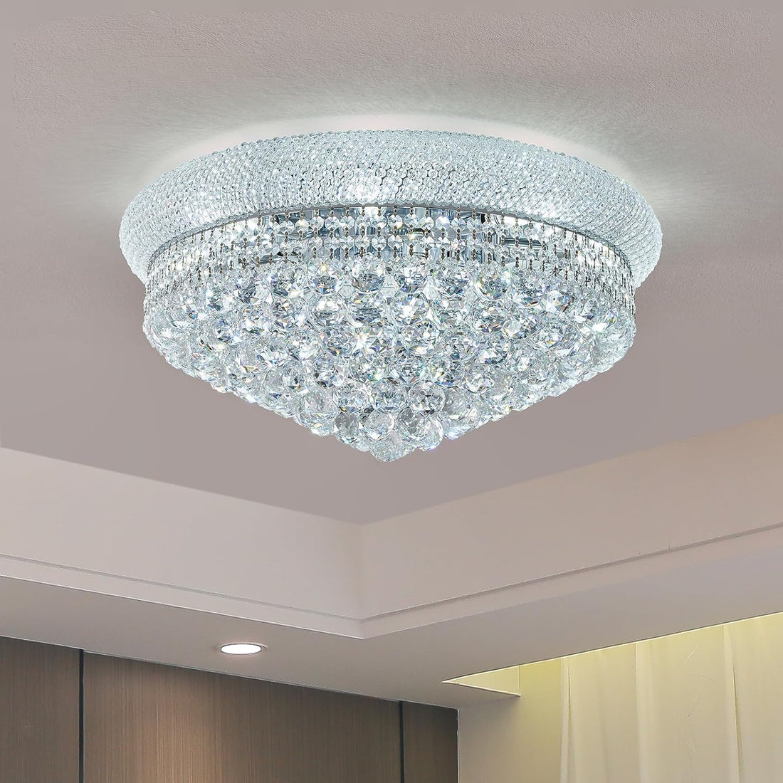 LED осветително тяло за таван Crystal Dome Silver с дистанционно и RGB светлини