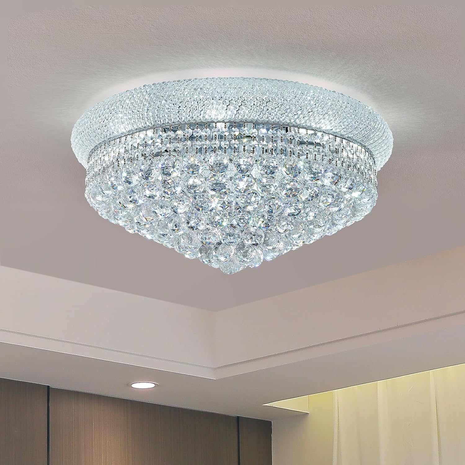 LED осветително тяло за таван Crystal Dome Silver с дистанционно и RGB светлини