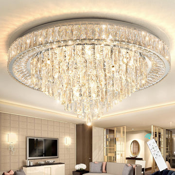LED осветително тяло от кристал, плафониера Royal Round с дистанционно, еквивалент 700W