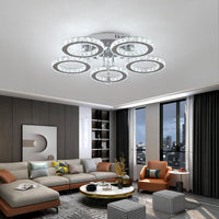 LED осветително тяло 5 CIRCLE кристал с дистанционно, еквивалент 400W
