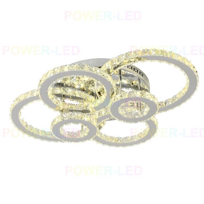 LED осветително тяло 4+2 CIRCLE Chrome Cristal Еквивалент 800W Дистанционно