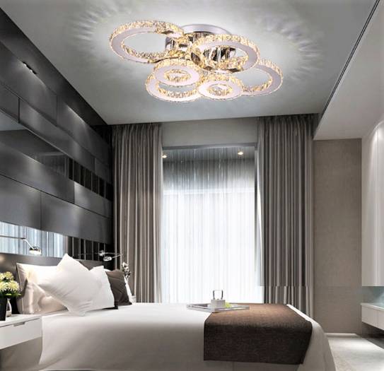 LED осветително тяло 4+2 CIRCLE Chrome Cristal Еквивалент 800W Дистанционно