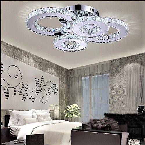 LED осветително тяло 2+2 CIRCLE Chrome кристал с дистанционно, еквивалент 400W