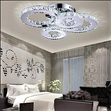 LED осветително тяло 2+2 CIRCLE Chrome кристал с дистанционно, еквивалент 400W