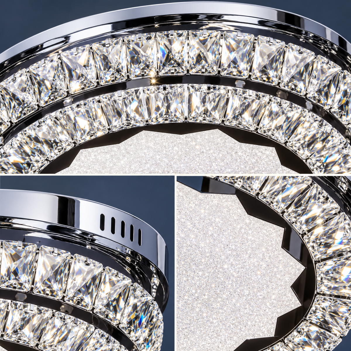 Осветително тяло LED Cristal Silver Halo Еквивалент 600W Дистанционно