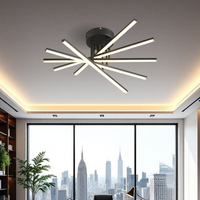 LED осветително тяло 80W Fano 5 елемента ЧЕРЕН еквивалент 500W с дистанционно