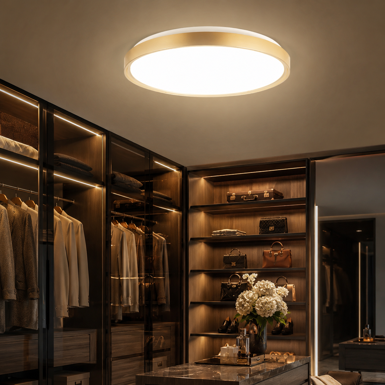 LED плафон GLOW Златист Кръгъл 50CM – еквивалент 250W