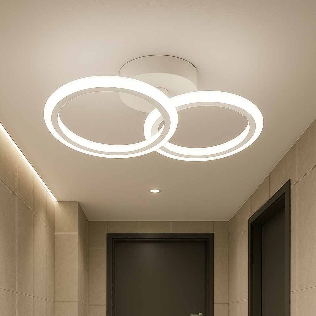LED осветително тяло 1+1 Circle Design бяло еквивалент 300W с дистанционно