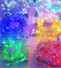 Линейна LED инсталация 300 LED 23m прозрачен кабел многоцветна