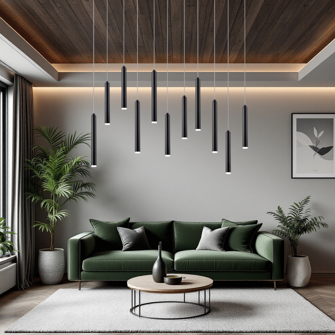 LED осветително тяло висящо Luxury Tubular Black еквивалент 400W