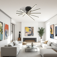 LED осветително тяло 80W Fano 5 елемента ЧЕРЕН еквивалент 500W с дистанционно