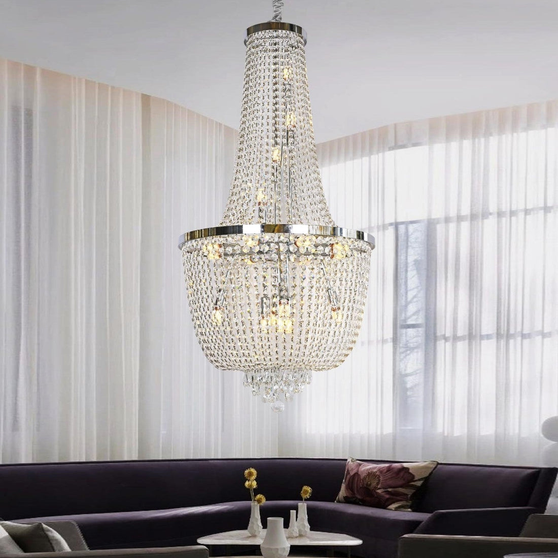 Полилей кристал LUXURY Chrome 120cm -P82404
