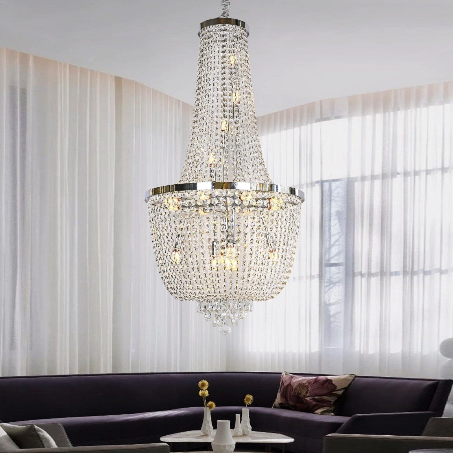 Полилей кристал LUXURY Chrome 120cm -P82404