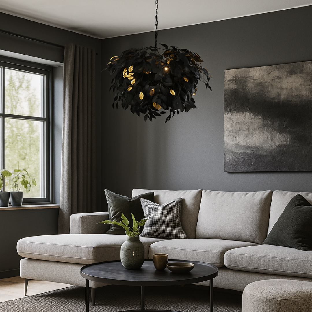 Lustra Suspendata 4xE14 LEAVY Black NEAGRA Lighting Fixtures