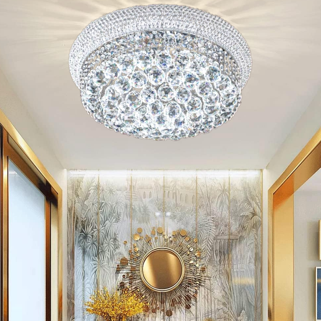 LED осветително тяло за таван Crystal Dome Silver с дистанционно и RGB светлини