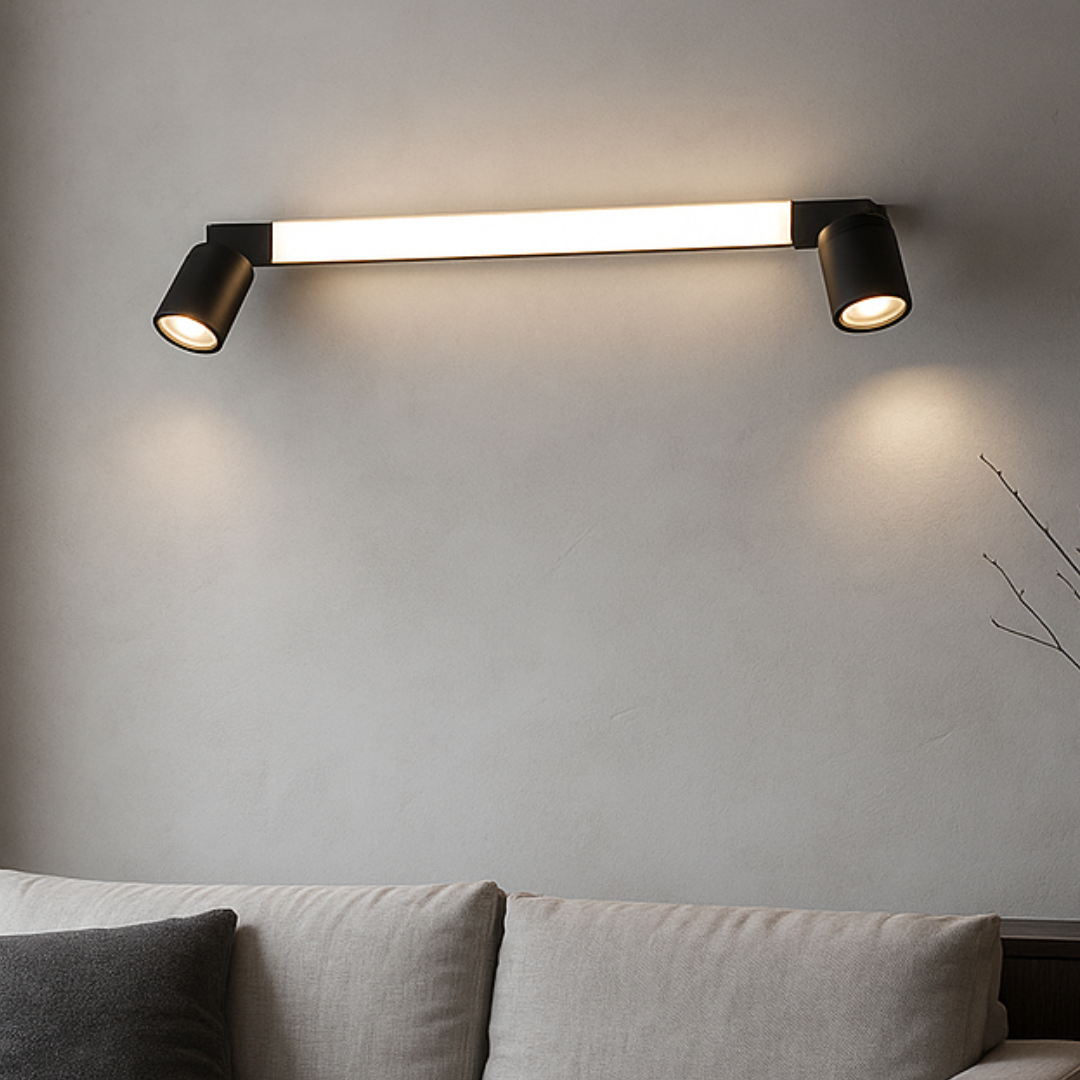аплик LED ENRICO Black 6.5W 60cm IP44 с спотове 2xGU10