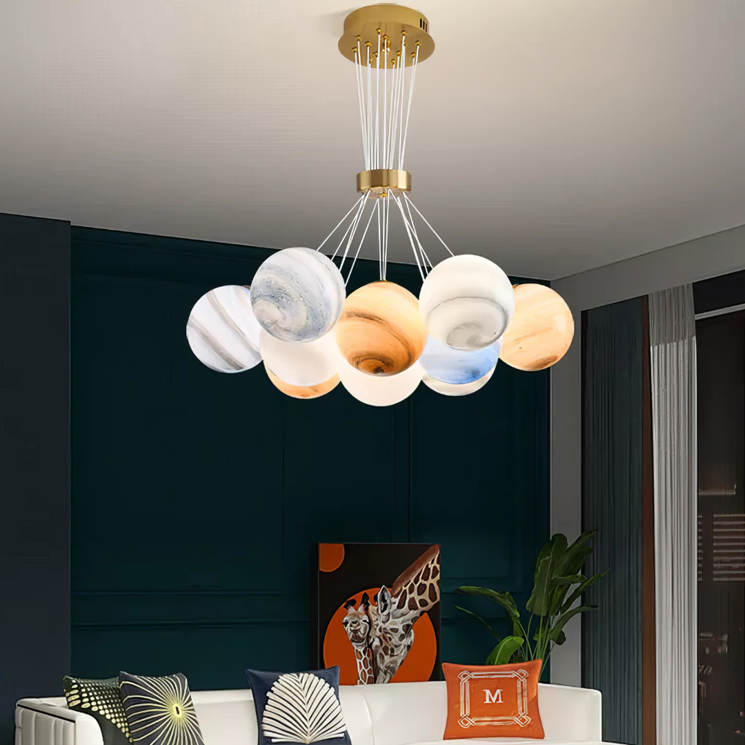 Осветително тяло LED Abajur Planets Gold Bundle, 3 вида светлина и дистанционно