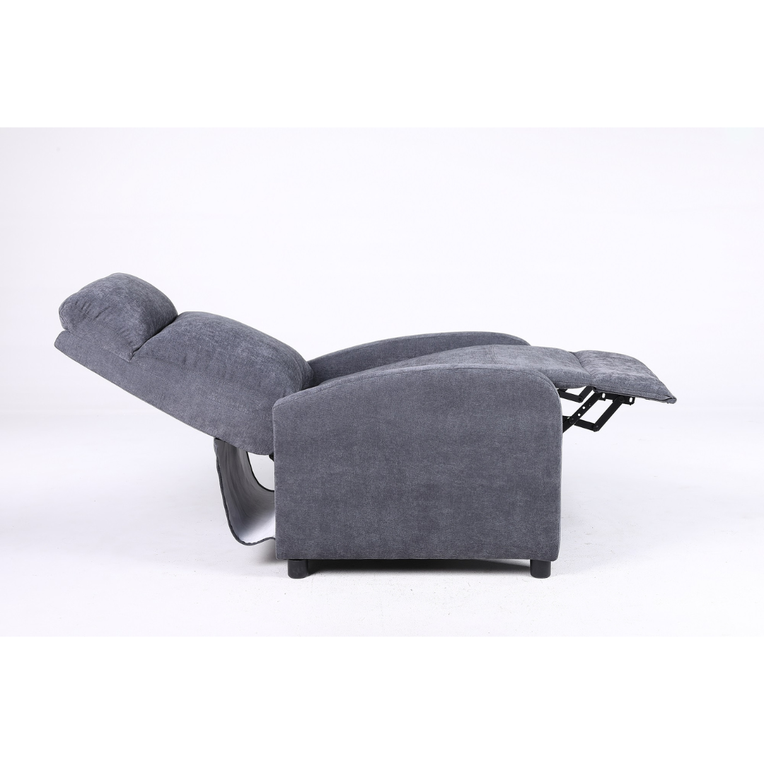 Релакс фотьойл с механизъм Recliner, тъмно сив текстил