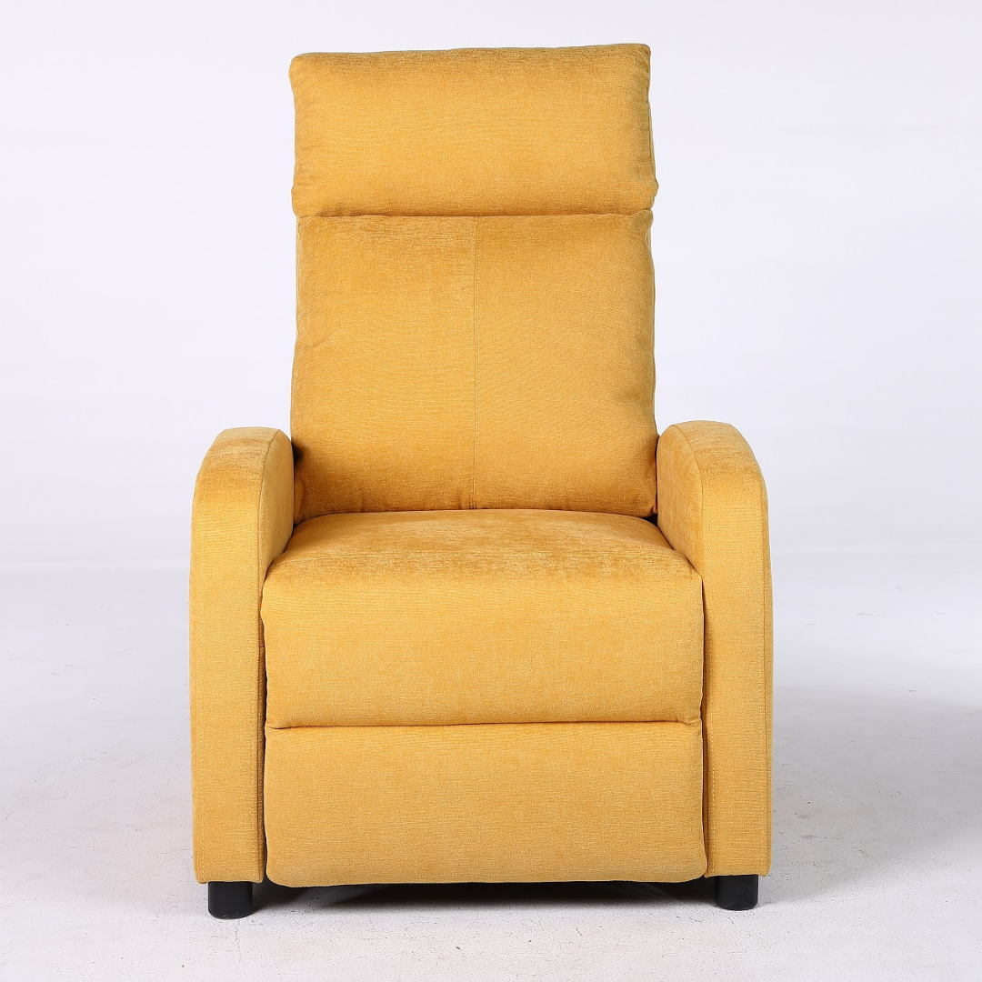 Релакс фотьойл с механизъм Recliner, текстил жълт