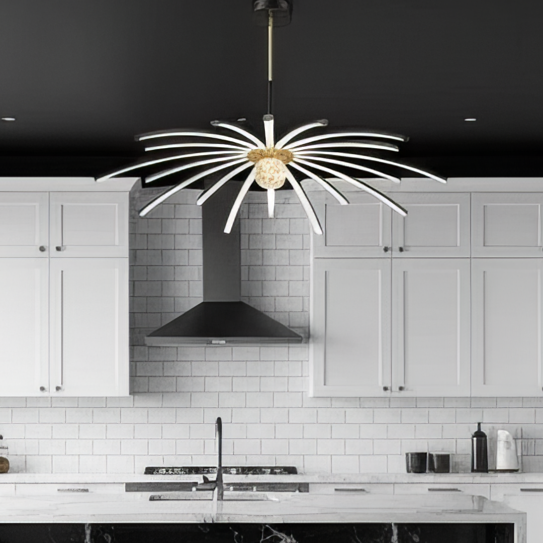 Осветително тяло LED висящо Eteris Black&Gold еквивалент 600W с дистанционно