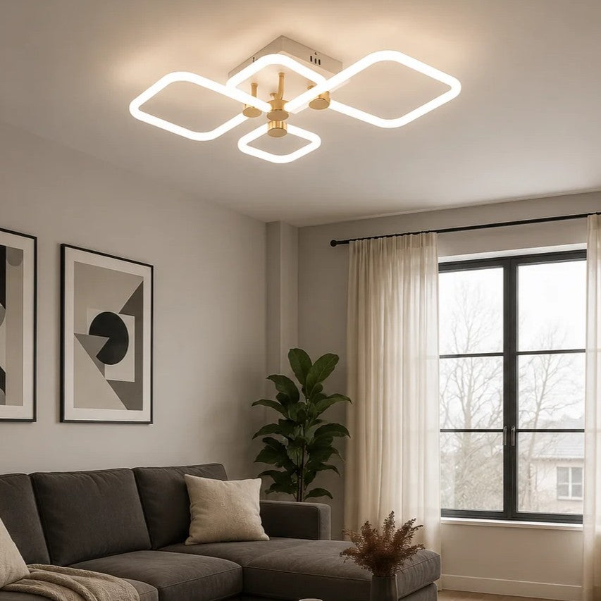 LED осветително тяло 2+2 DIAMOND Бяло+Златно Еквивалент 400W Дистанционно