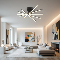 LED осветително тяло 80W Fano 5 елемента ЧЕРЕН еквивалент 500W с дистанционно
