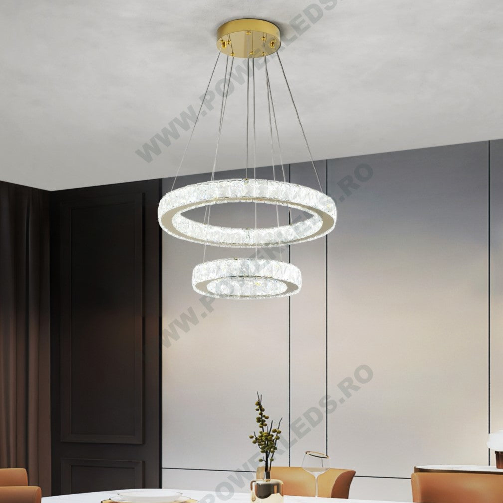 LED осветително тяло Cristal GOLD 2 сегмента с дистанционно, еквивалент 600W