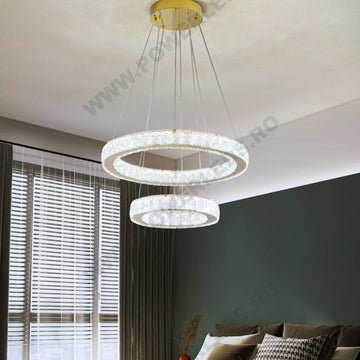 LED осветително тяло Cristal GOLD 2 сегмента с дистанционно, еквивалент 600W