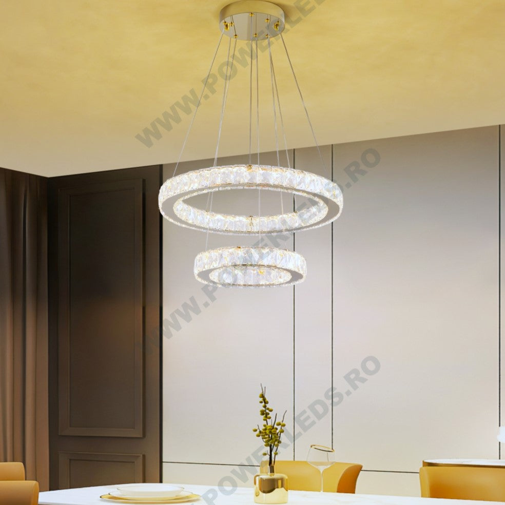 LED осветително тяло Cristal GOLD 2 сегмента с дистанционно, еквивалент 600W