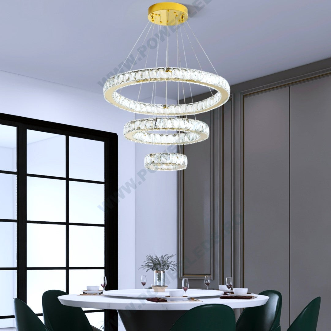 LED осветително тяло Cristal GOLD 3 сегмента с дистанционно, еквивалент 800W