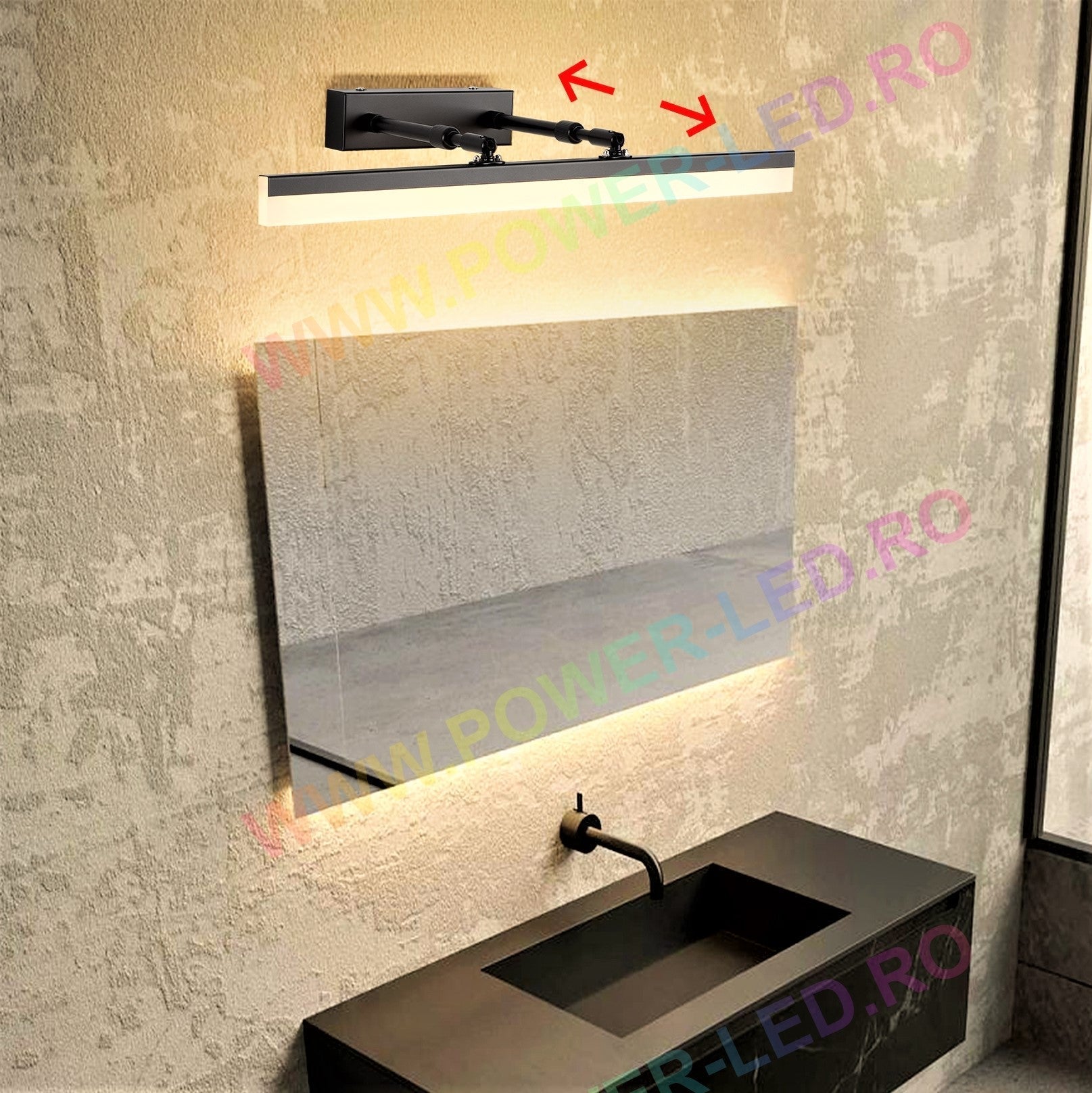 LED аплик за баня 36W 53cm черна регулируема C9067BK