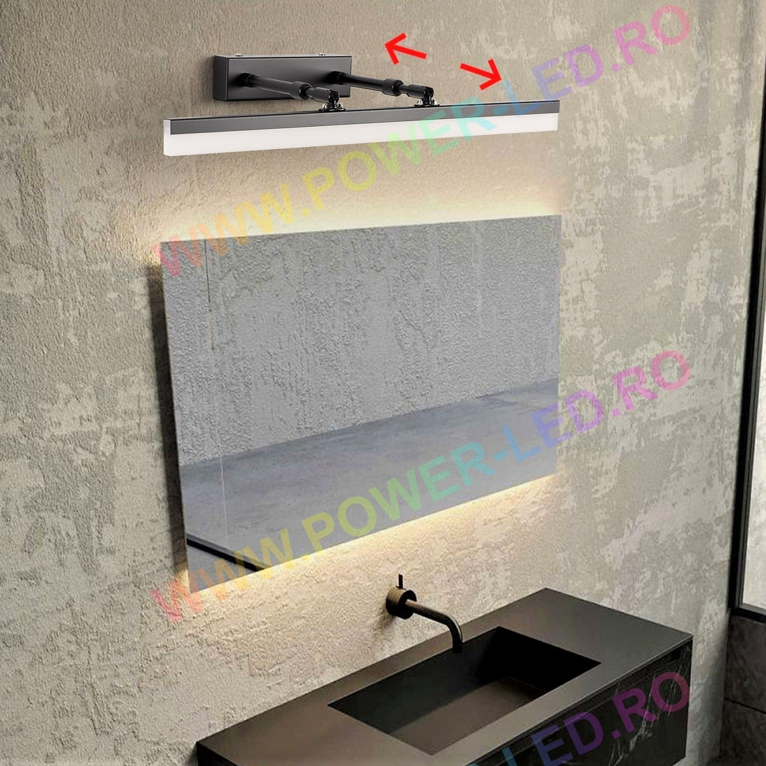 LED аплик за баня 36W 53cm черна регулируема C9067BK