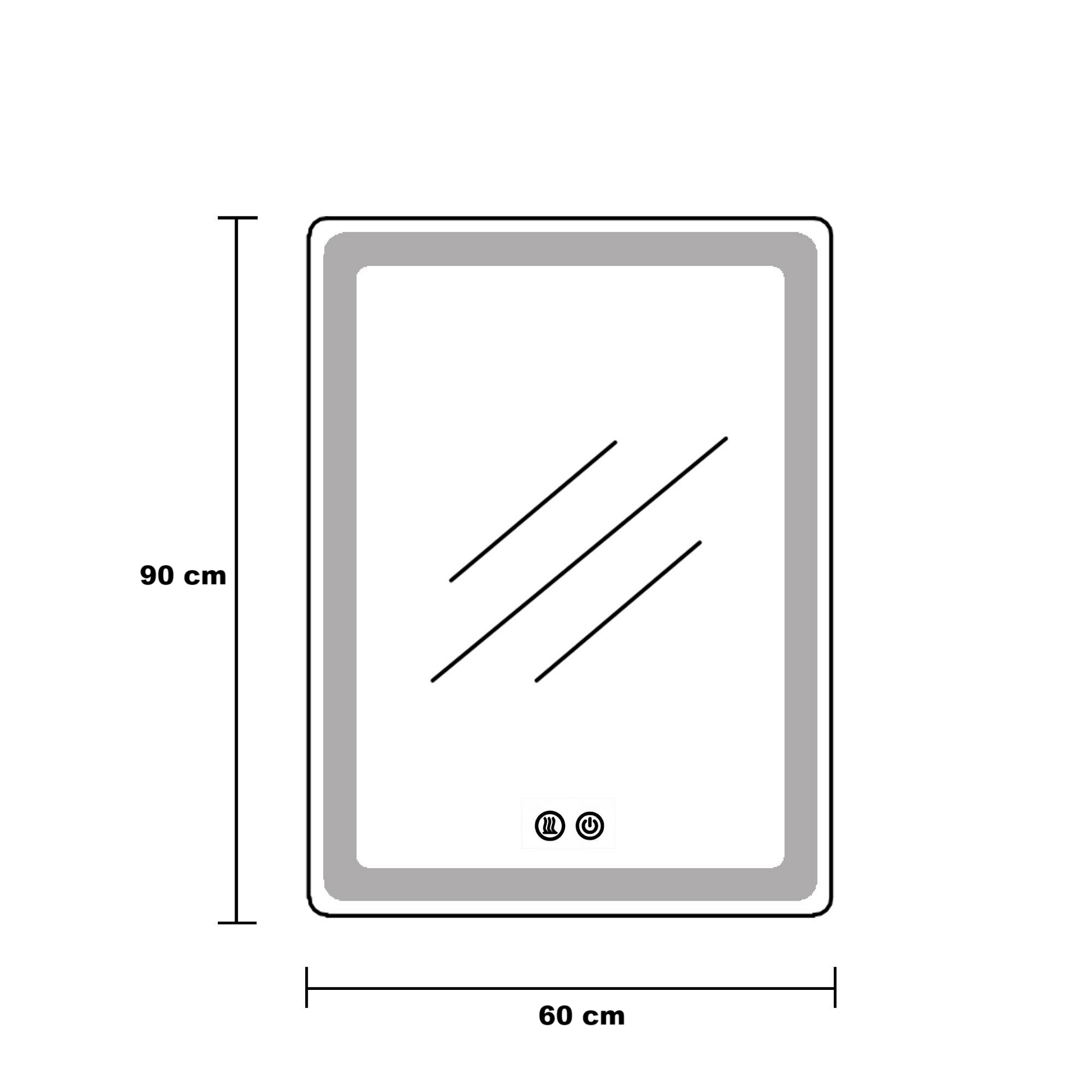 Oglinda Led Ovala 60X90Cm 3 Lumini Dezaburire Si Touch Od061 Mirror