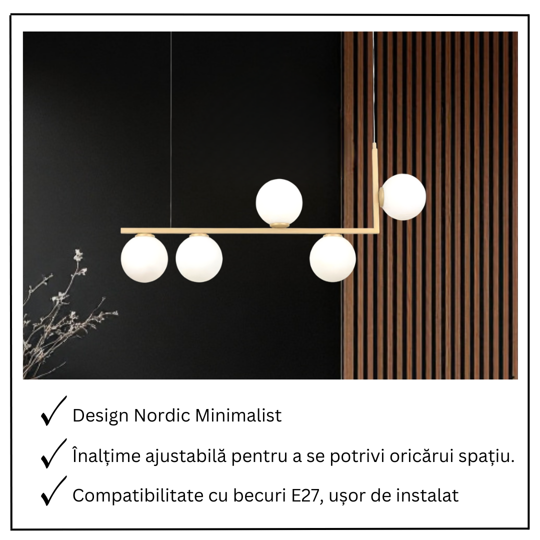 Осветително тяло Abajur MAT 5xE27 Nordic Glow GOLD