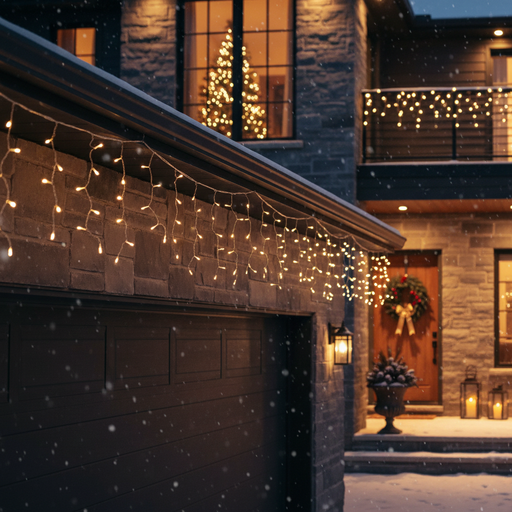 LED завеса Snowvale 10x0.6m Топла Бяла Светлина 400 LED диода Бял Кабел IP44