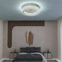 LED осветително тяло Сребристо Glamour Round CRISTAL с дистанционно
