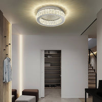 LED осветително тяло Сребристо Glamour Round CRISTAL с дистанционно