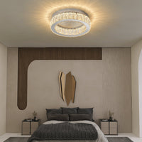 LED осветително тяло Сребристо Glamour Round CRISTAL с дистанционно